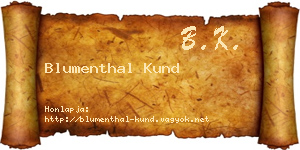Blumenthal Kund névjegykártya